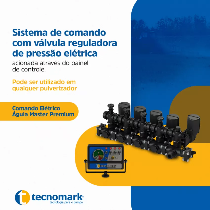 Sistema de comando com válvula reguladora de pressão elétrica acionado através do painel de controle